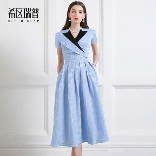 High End Cotton Hemp Temperament Long Skirt Dress Long Waist Slim 2021 Summer Celebrity Short Sleeve Girl