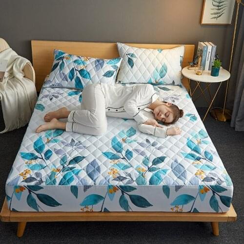 1pc 100% Polyester Fitted Sheet Plant Printing Mattress Cover Sheet Four Corners With Elastic Band Bed Sheet Cute Pattern