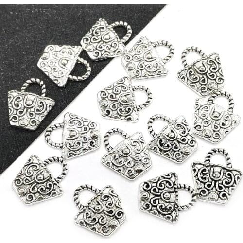 Jewelry Making Supplies Charms, 10PCS Zinc Alloy Handbag Shape Pendant, Classic Metal Supplies,Handmade DIY Necklace Accessories