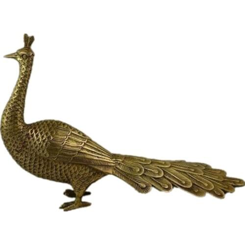 29 cm/Chinese Old Handwork Copper Carving Lifelike Noble bird Statue metal handicraft