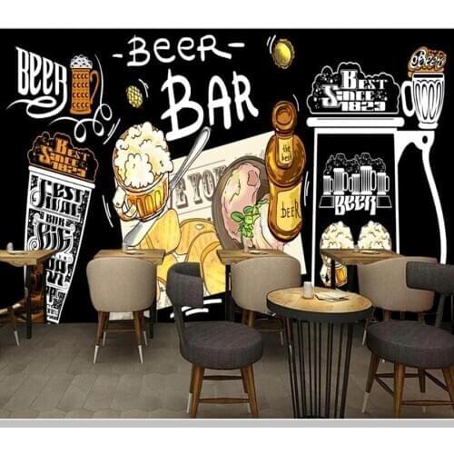 Papel de parede blackboard beer bar restaurant background wall food 3d wallpaper,beer house kitchen mural