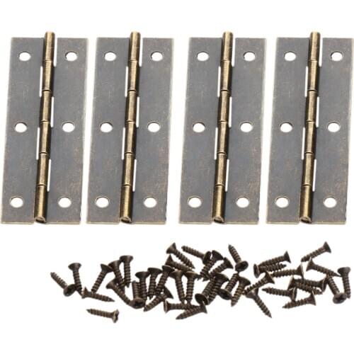 4pcs Antique Furniture Hinge Cabinet Drawer Door Butt Hinge Vintage Jewelry Wooden Box Hinges For Woodworking 60*20mm