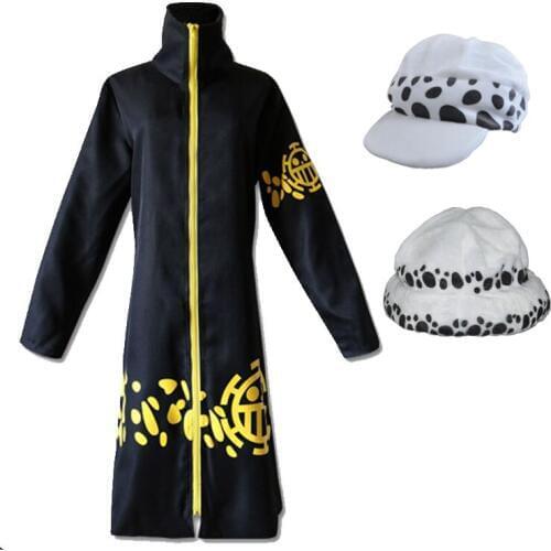 Anime One Piece Trafalgar Law After 2 Years Cosplay Costume Coat Cloak Outerwear Hat
