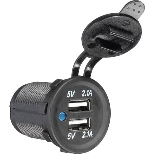 12V-24V Car Vehicle Waterproof 5V 2.1A + 2.1A Dual USB Power Sockets Outlet