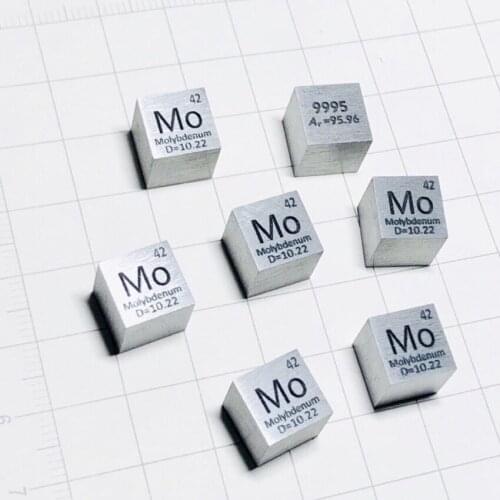 Free shipping 5pcs & 10pcs 99.95% purity Mo carved element periodic table 10mm cube with 10.5g Molybdenum ingot / pellet / block