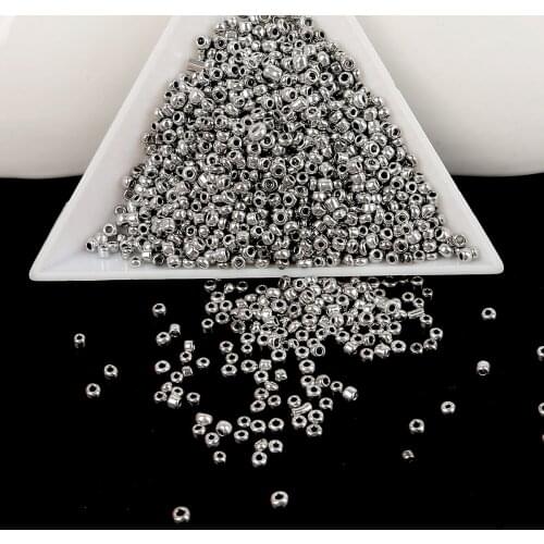 HOT Fashion 2mm 30g(2000pcs/lot) Rhodium Color Metallic Seed Beads Glass Spacer Loose Beads For DIY Jewelry Craft Making
