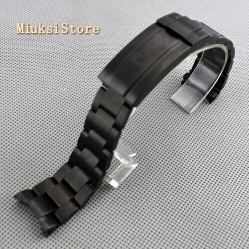 Black 20mm watch bands Sterile 316L Solid stainless steel bracelet watch strap
