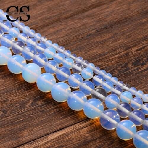 Pure White Opal Beads Round Loose Beads Translucent Stone Beads for Jewelry Making DIY Bracelet Accessories 4/6/8/10/12 MM