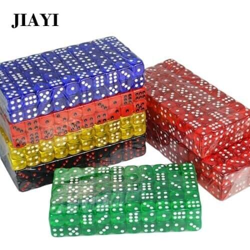 JIAYI Casino Dice Set 16mm Acrylic Plastic Digital Dice Drinking Dice Gambling Translucent Dice 6 Sides Poker Dice 20PCS/LOT