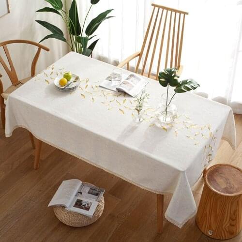 Decorative Table Cloth High Quality Cotton Linen Lace Tablecloth Rectangular Dining Table Cover Table Cloth