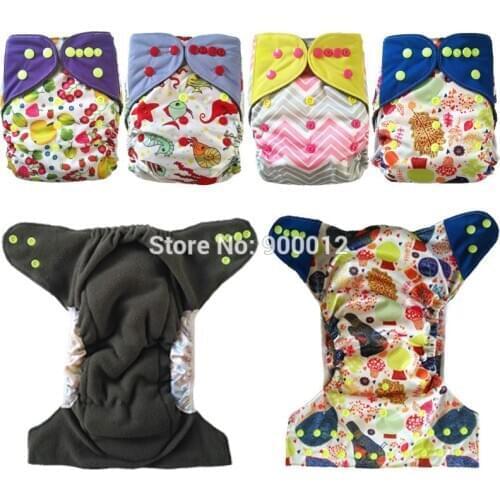 AIO Charcoal Bamboo Cloth diaper With Microfiber Insert bamboo terry layer For Infant Adjustable Nappy