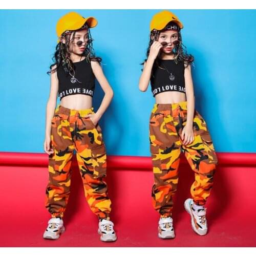 Kids Hip Hop Dance Costume for Teenage Girl Crop Tops and Pants Sport Suit Children Dancing Stage Performance Clothes Outfits