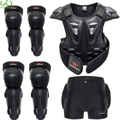WOSAWE 4-15 Kids Motorcycle Armor Vest Jackets Kneepad Elbow Protection Kit Roller Skateboard Bike Ski Hockey Protective Gear