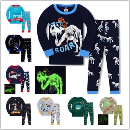 Cotton Dinosaur Cartoon Children for Pajamas Thin Section Long-sleeved Animal Kids Boy Girl Baby Sleepers Sleepwear