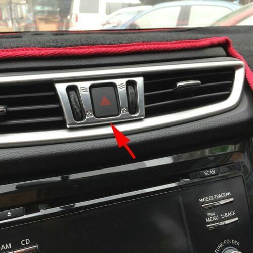 Chrome Car Dashboard AC Air Condition Switch Adjust Cover Trim For Nissan X-Trail Rogue Sport Murano Qashqai T32 J11 Accessories