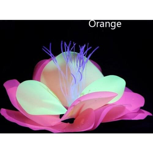 Simulation Plant Fluorescent Flower Fish Tank Decoration Aquarium Ornament Landscape Water Lily Blooming Lotus Flower