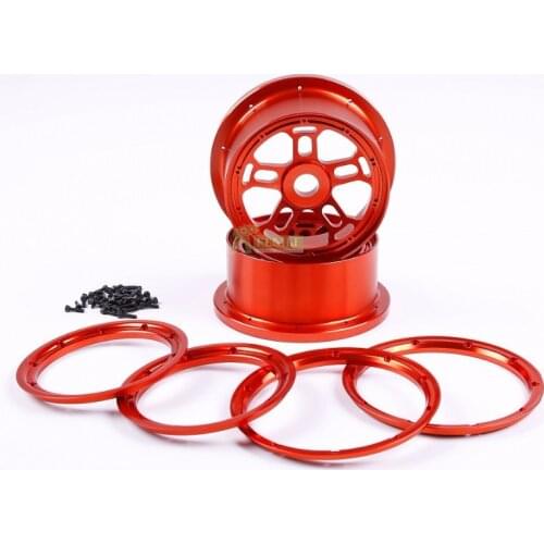 Alloy CNC Wheel Set Wheel Hub Rim With Outer and Inner Beadlock Lock Fit for 1/5 HPI ROVAN KM BAJA Losi 5ive T