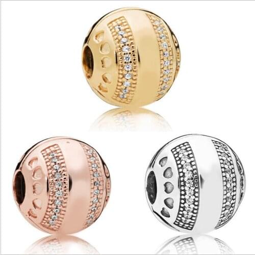 Summer New Jewelry Wholesale S925Sterling silver Love Fixed Clip Small String Decoration Diy Bracelet Clasp Beads