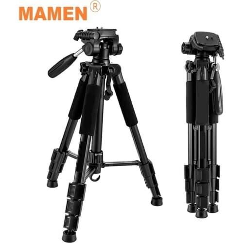 MAMEN Foldable Tripod Professional Portable Travel Aluminium Camera Tripod Accessories Stand with Pan Head for Canon Dslr Camera