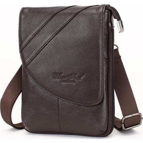 Men Cross Body Bag for men waist bag Genuine Leather Shoulder Messenger Bag Belt Waist Fanny Bag Phone Case Pocket Purse