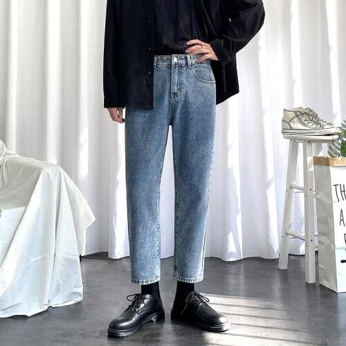 Men 2021 Spring Summer Fashion Loose Straight Jeans Male Thin Trousers Men Daily Casual Fashion Plus Size Denim Trousers W502
