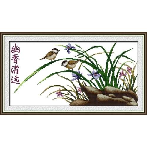 Elegant orchid cross stitch kit flower 18ct 14ct 11ct count printed canvas stitching embroidery DIY handmade needlework