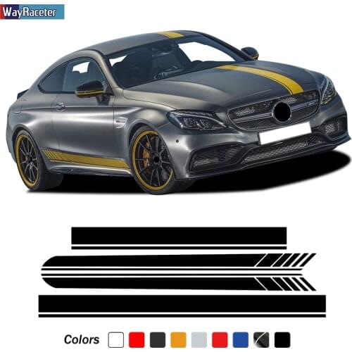 AMG Edition 1 Side Stripes Skirt Sticker Hood Roof Trunk Body Kit Decal For Mercedes Benz C Class W205 C63 C43 C205 A205 S205