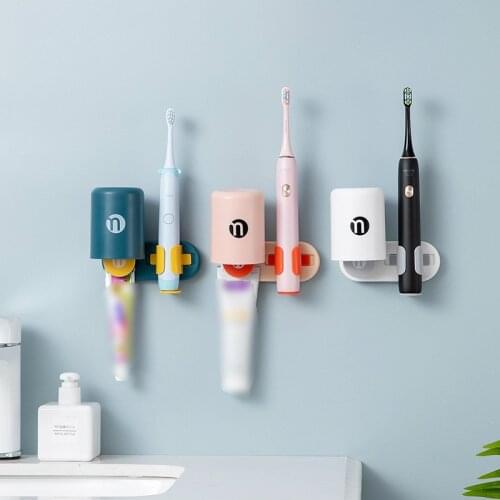 Bathroom Traceless Toothbrush Holder Toothbrush Cup Holder Set Wall-mounted Electric Toothbrush Rack Bathroom Accessories