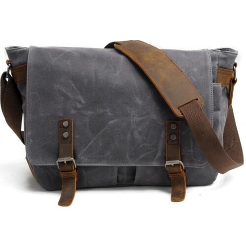 New 2019 Wearproof Canvas Leather Shoulder Bags for Mens Waterproof Laptops Bags Rivets Oil Wax Canvas Messenger Male Bags Big