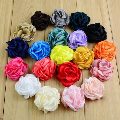 New 24C 20pcs/lot Kids Head Flower 2.17 Inch Beautiful Bow Fabric Flower For woman Hair Girls Headband Flower Accessories MH93