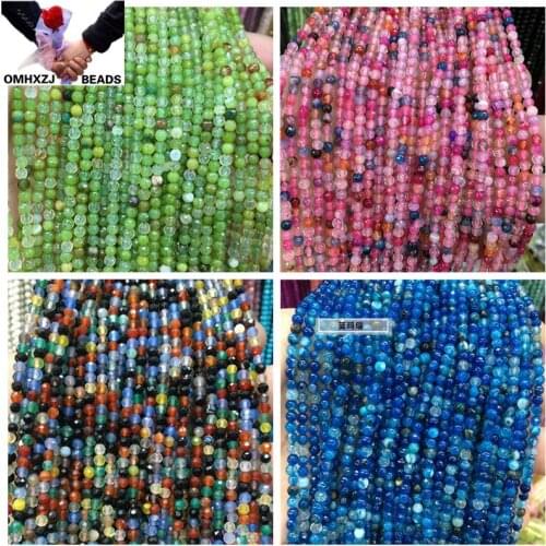 OMH Wholesale JD155 23 4mm Natural Jewelry DIY Making Bracelet Necklace Natural AAA Agate Lapis Loose Spacer Faceted Round Beads