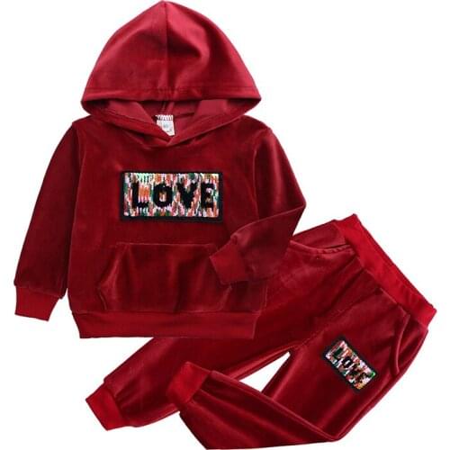 Autumn Winter Girls and Boys Clothes 2 Pieces Casual Sets Gold Velvet Tracksuit for kids Sport Suits Kids Clothes Children Set