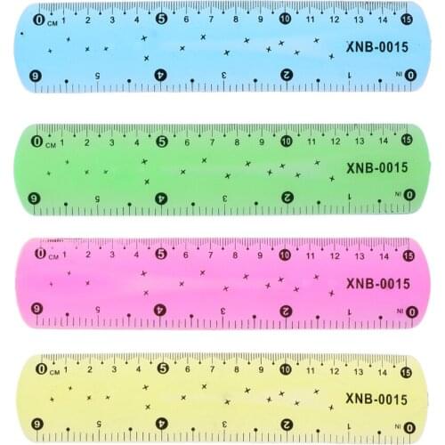 Plastic Straight Ruler,1PC Soft 15cm Multicolour Flexible Creative Stationery Ruler Measuring Tool Engineers Drawing Tool