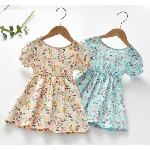 Floral Dress For Girls Summer 2021 New Princess Dresses Children Clothing Korean Cotton Baby Girls Dress 2-6 Years