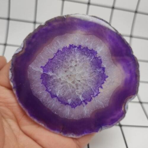 6-8cm Natural violet Agate Slice Gems Crafts Pad Coaster Cup Mug Glass Hot Beverage Holder Pad Quartz Onyx Stone