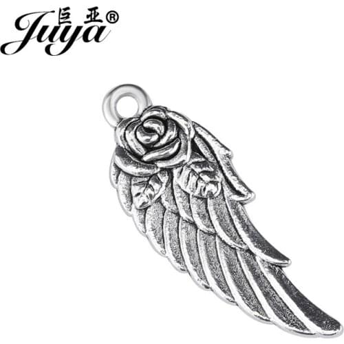 JUYA 20pcs/lot 31.5x11.4mm Angel Wings Shape Ancient Charms Pendant For Necklace DIY Jewelry Making Accessories Wholesale