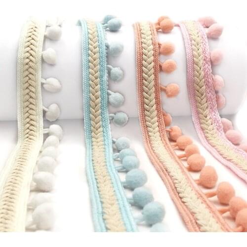 Pompom Trim Lace FabrIc Ribbon for Craft DIY Wedding Decoration Sewing Cloth Accessory 3.5cm Diy Handmade Patchwork Polyester 1y