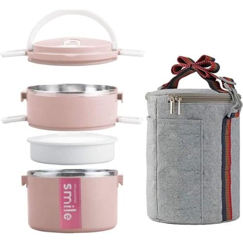 Portable Thermos Lunch Box Food Container Bento Box Stainless Steel Insulated Microwaveable Lunch Box Container with Bag