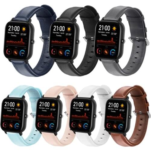 20mm Calf Leather Band Strap for Huami Amazfit GTS 2 Smart Watch Repleacement Wrist bands for amazfit Bip U S Lite Neo straps