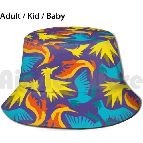 Legendary Birds Pattern Sun Hat Foldable UV Protection Legendary Birds Birds Legendary Articuno Moltres Zapdos