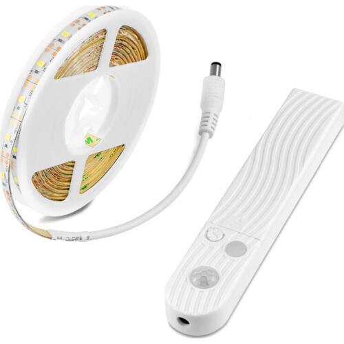 Smart Turn On Off Wireless Pir Motion Sensor Led Strip Night Light 1m 2m 3m For Under Bed Closet Wardrobe Emergency Lighting