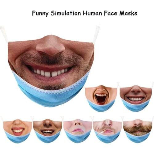 Halloween Funny Simulation Human Face Masks Halloween Personality Decoration Adjustable Halloween Half Face Masks For Adults