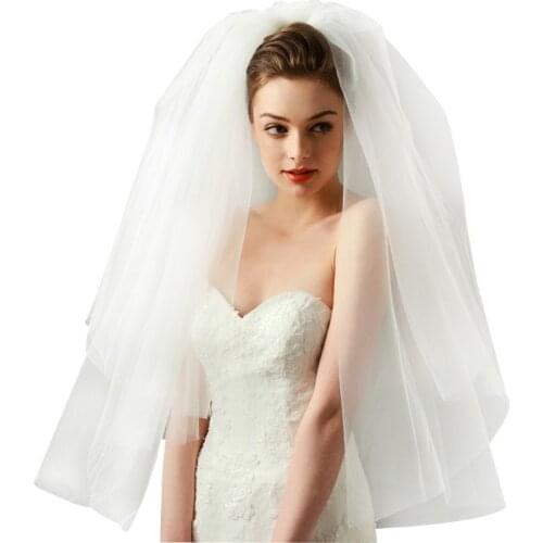 Tulle Wedding Dress Veils Fluffy Mesh White Multi Layer Bridal Hair Veil Comb Bride Fairy Marriage Accessory W0YA