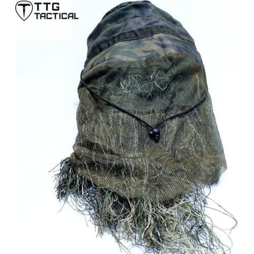 TTGTACTICAL Hunting Ghillie Hood Breathable Camouflage Full Face Ghillie Hat