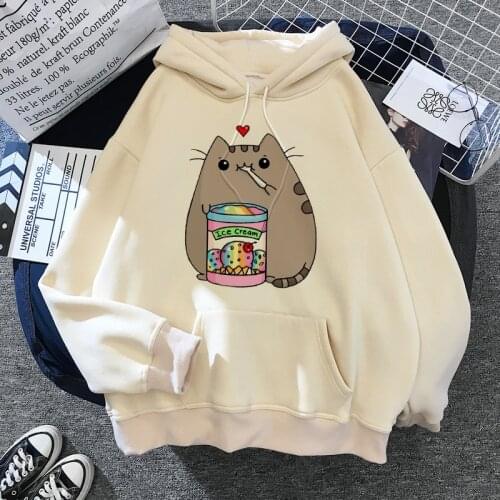 Womens hoodie funny the cat 90s cartoon female clothing females fashion kawaii korean harajuku sweatshirt hood oversized girls