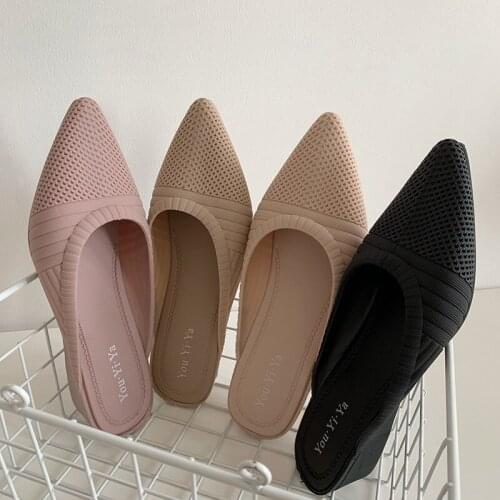 Shoes for Women 2021 Summer Slippers Female Baotou Slope with Plastic Pointed Half Slippers Women Shoe Chaussure Femme Sandals