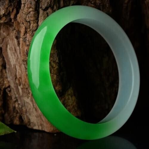 100% real green jade bangles natural handmade bracelets floating flower emerald ladies bracelet jade gift Bangles Lady PartyGift