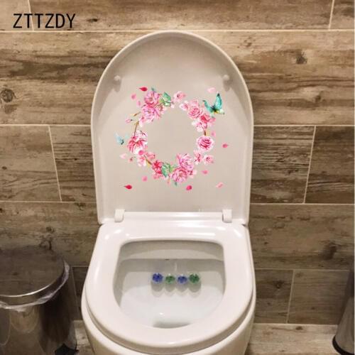 ZTTZDY 22.3*22.4CM Hand Painted Watercolor Wreath Creative Wall Sticker Toilet Decal Home Decor T2-0377