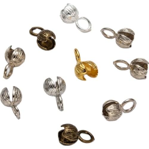 10pcs Connector Clasp Fitting Ball Chain Calotte End Crimps Beads Bracelets Connector Clasp Components DIY For Jewelry Making