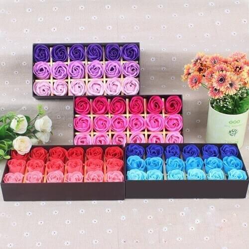 18pcs Rose Bath Body Flower Floral Soap Scented Rose Flower Essential Wedding Valentines Day Exquisite Gift Home Decoration